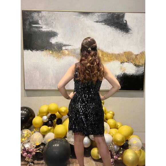 AIDAN MATTOX Cocktail Dress Sequined Sheath Scoop Neck Sleeveless Mesh 12 NWT - Picture 13 of 15